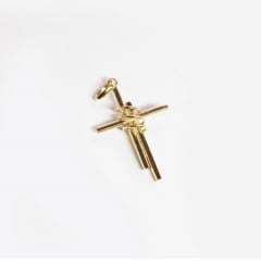 Pingente Ouro 18k Crucifixo Fio Redondo com Mola no Meio